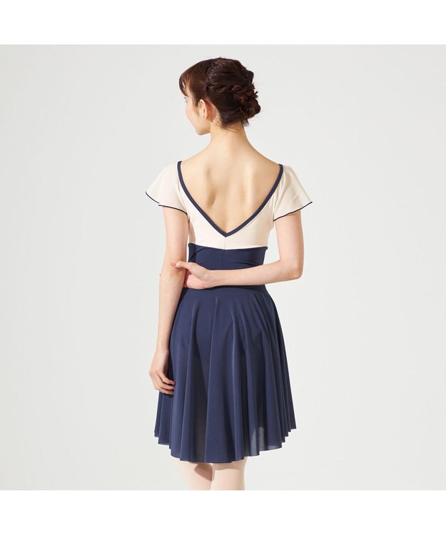 Chacott フレアスリーブレオタード ネイビー