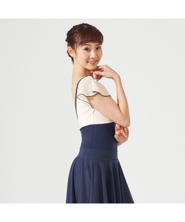 Chacott フレアスリーブレオタード ネイビー