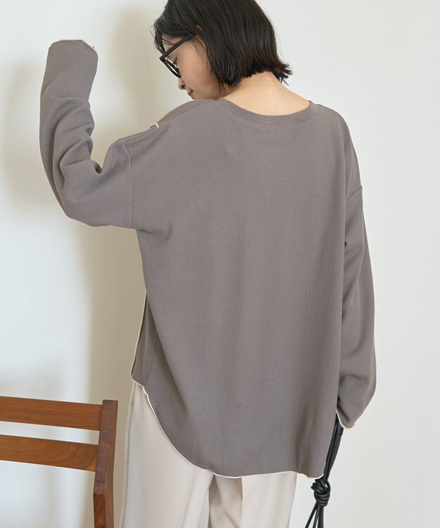 AMERICAN HOLIC ワッフル配色メロープルオーバー Charcoal Gray