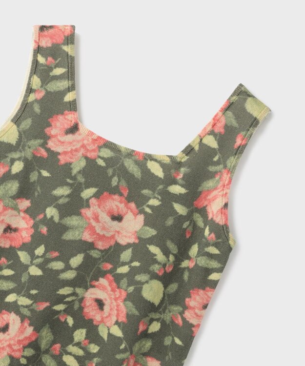 GRACE CONTINENTAL ローズプリントニットトップ ブラック