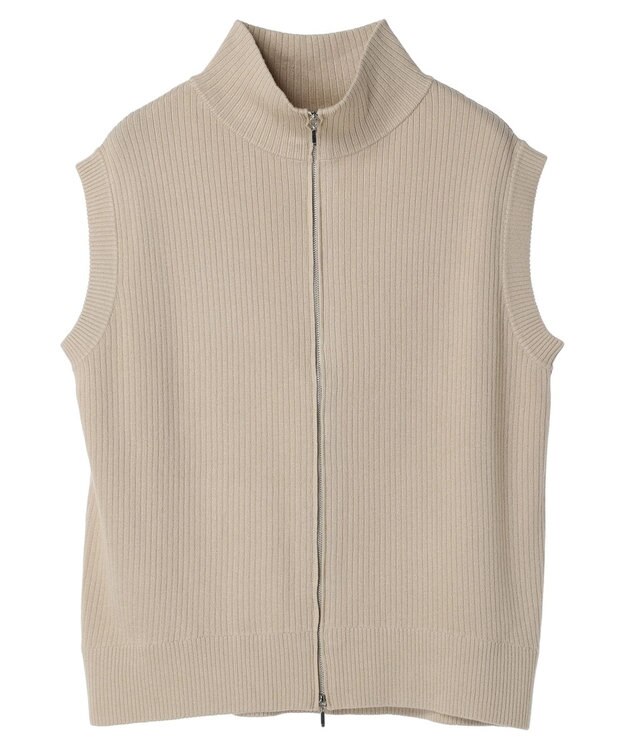 Green Parks ＺＩＰ付きリブニットベスト Beige
