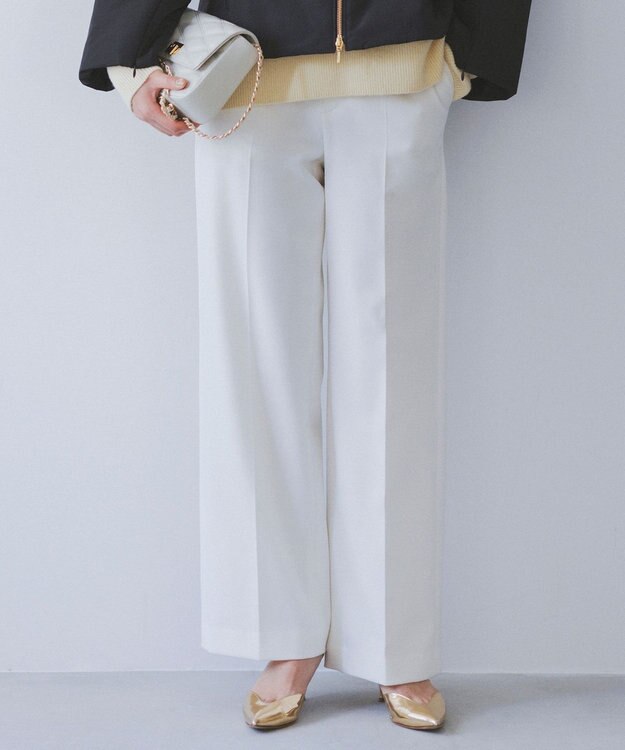 23区 S 【CLASSY.2月号掲載/洗える】TRストレッチギャバ ワイドパンツ ホワイト系