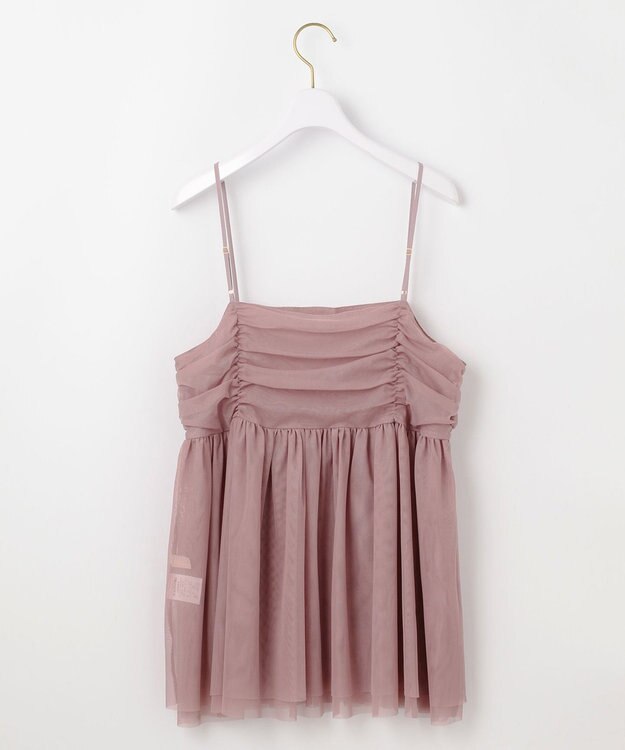 ANY SIS 【洗える】チュールレイヤード キャミソール スモーキーピンク