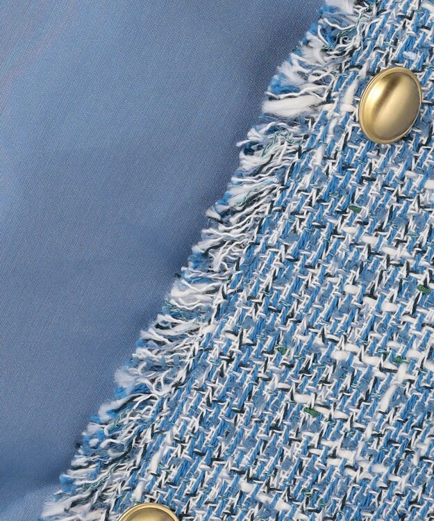 自由区 ファンシーノットツイードノーカラー ジャケット ブルー