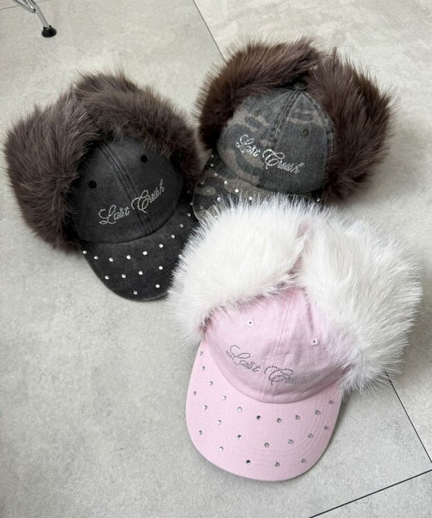 WEGO ラインストーンドッグイヤーキャップ ライトピンク