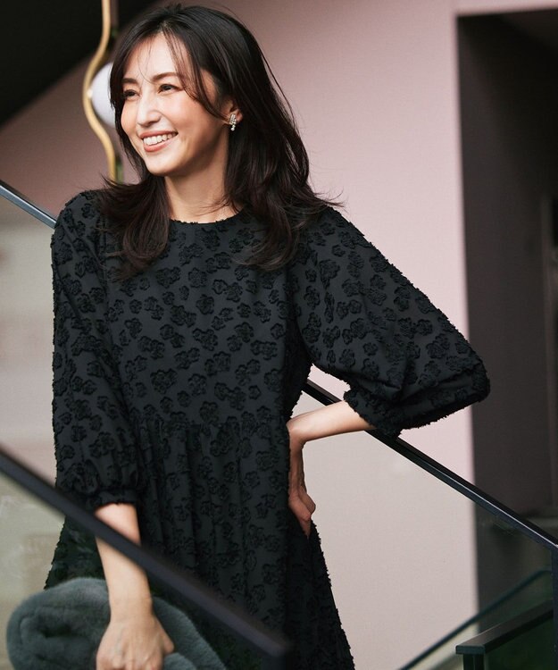 組曲 S カットジャカードティアードワンピース ブラック系