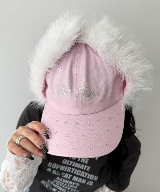 WEGO ラインストーンドッグイヤーキャップ ライトピンク