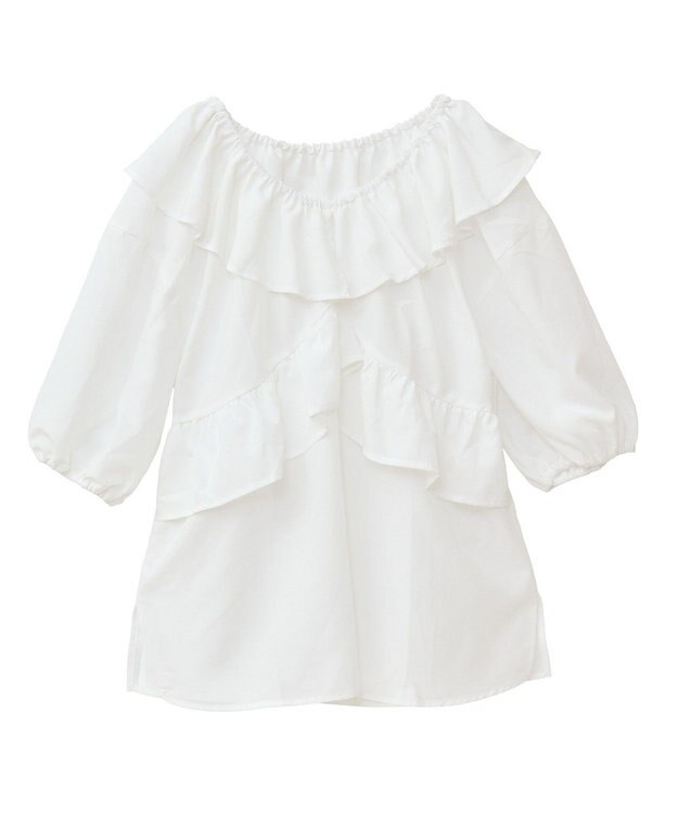 Green Parks ２ｗａｙ　フリルショートスリーブブラウス Off White