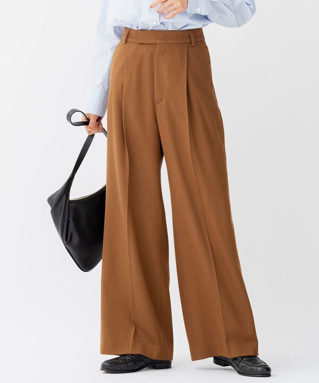 23区 クリアトリコチン ワイドパンツ キャメル系