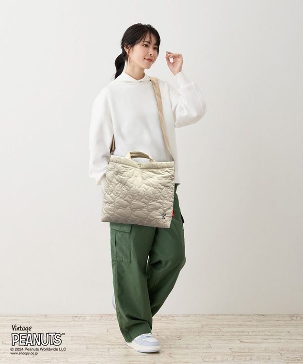 ROOTOTE 8415【スヌーピー】IP.トール2ウェイ.キルト.ピーナッツ-9X 02：アイボリー