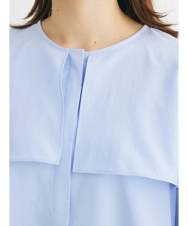 Green Parks ケープ風ブラウス Sax