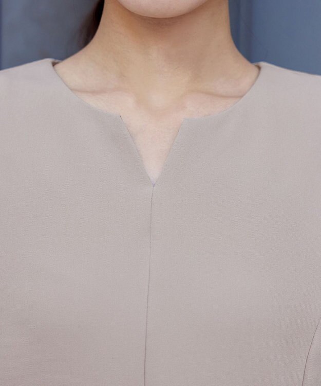 Tiaclasse L 【ストレッチジョーゼット】 シフォン袖ワンピース グレージュ