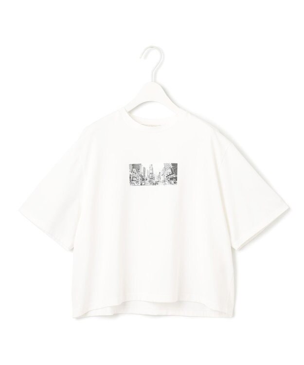 ICB L 【接触冷感・UVケア・洗える】クロップド ロゴTEE オフホワイト系