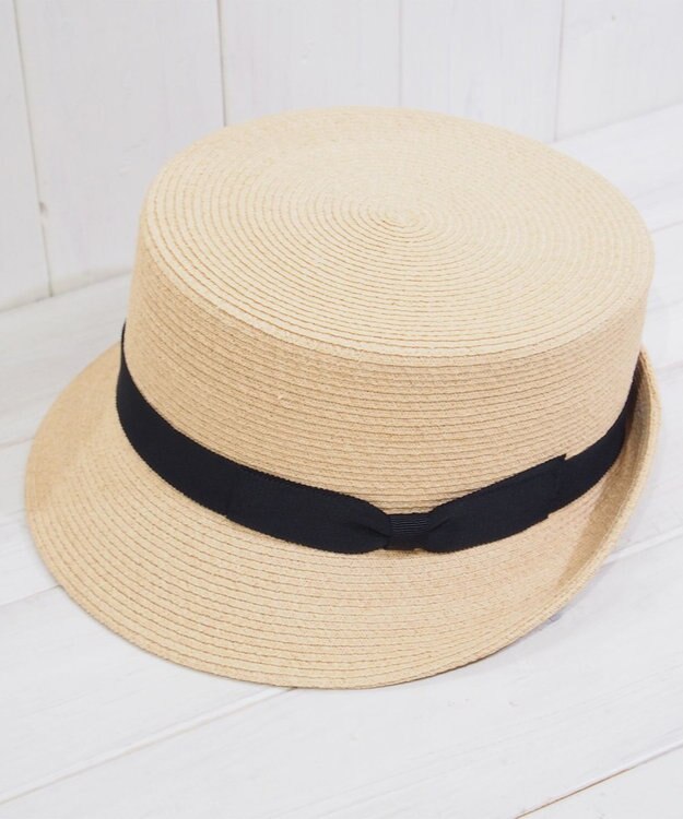 石田製帽 【サイズ調整可】ラフィアブレード　角クロッシェ　ハイバックハット ナチュラル