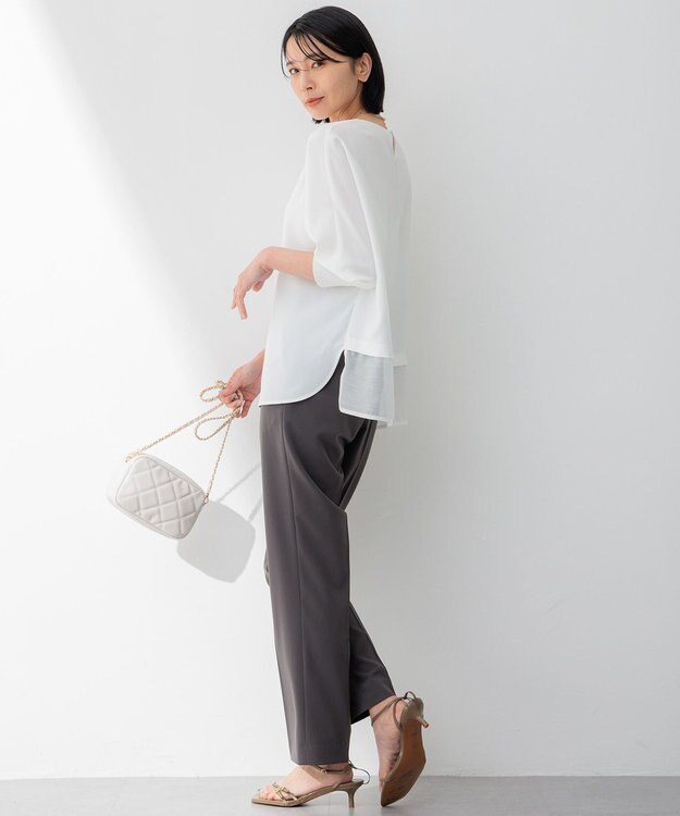 23区 【新色追加/洗える】2WAYストレッチツイル ドロスト パンツ グレー系