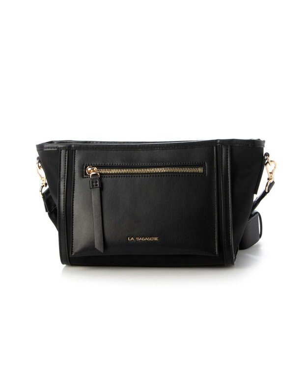 LA BAGAGERIE リサイクルレザー　フラップショルダー ブラック