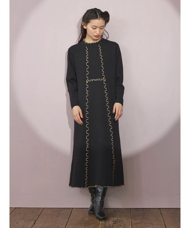 Green Parks ■ＥＳＣＡＲ　メローキリカエニットワンピース Black