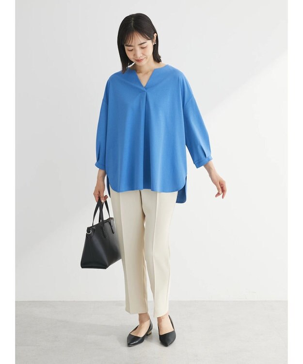 Green Parks ＢＰスキッパー七分袖カットプルオーバー Blue