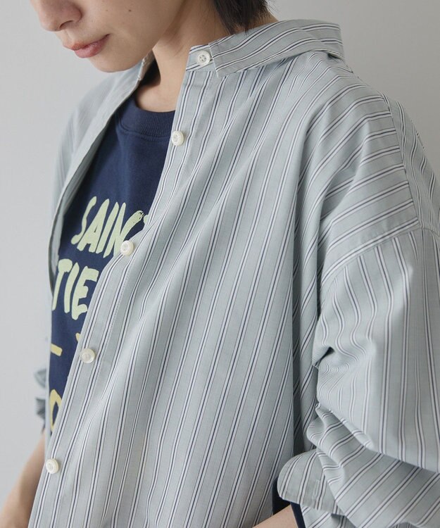 AMERICAN HOLIC イージーケアブロードシャツ Stripe Gray