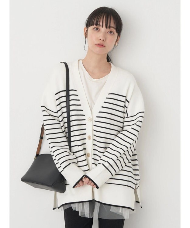 earth music&ecology やわらかタッチＶネックカーディガン Border