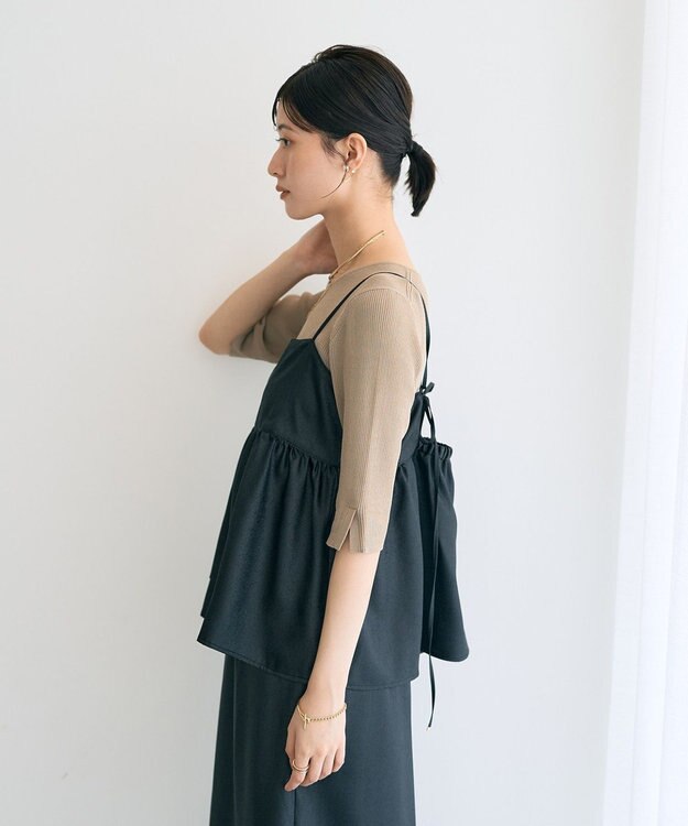 YECCA VECCA シャイニーオーバーキャミ Black