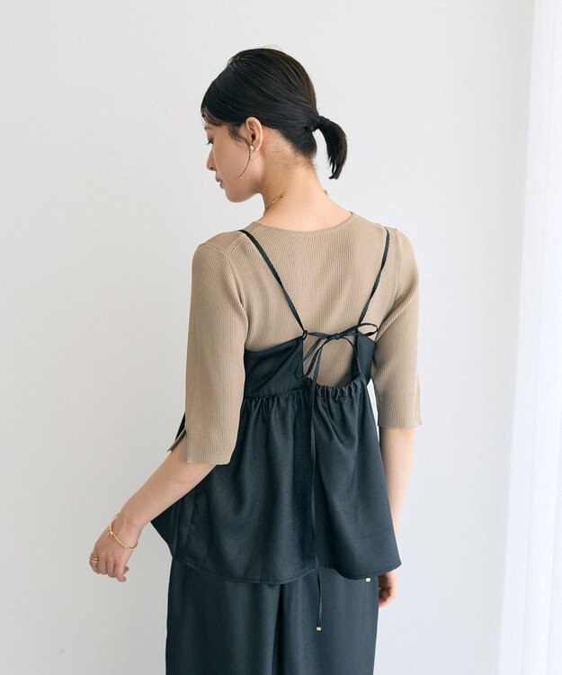 YECCA VECCA シャイニーオーバーキャミ Black