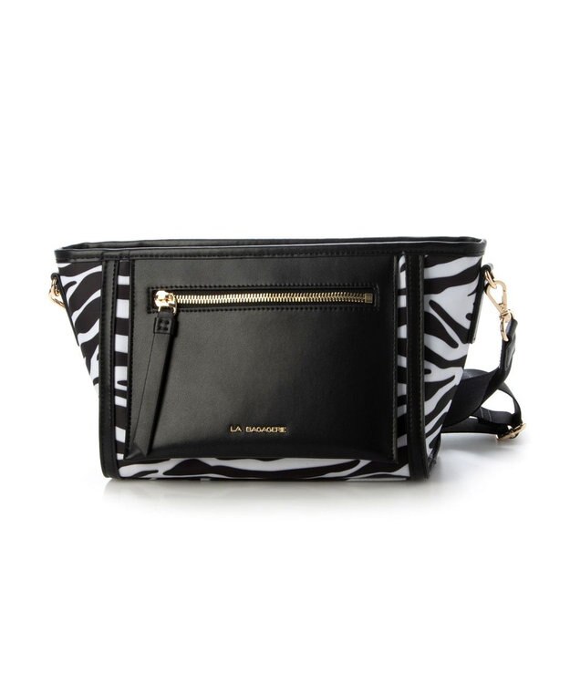 LA BAGAGERIE リサイクルレザー　フラップショルダー ゼブラ