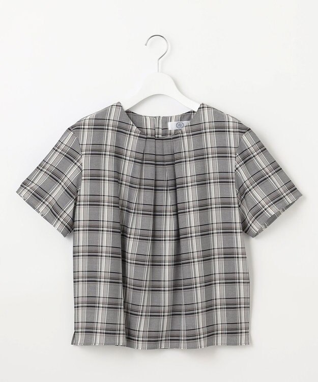 J.PRESS LADIES L シアーストライプ&チェック カットソー ライトグレー系3