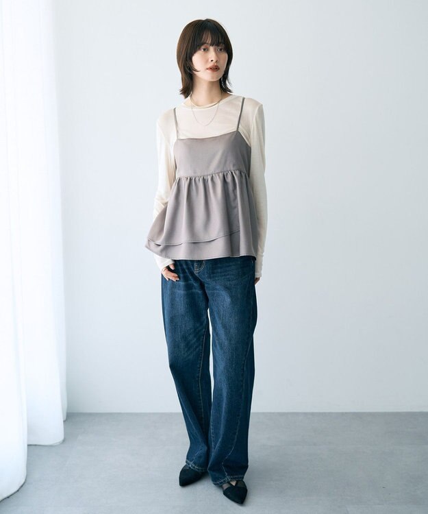 YECCA VECCA シャイニーオーバーキャミ Mocha