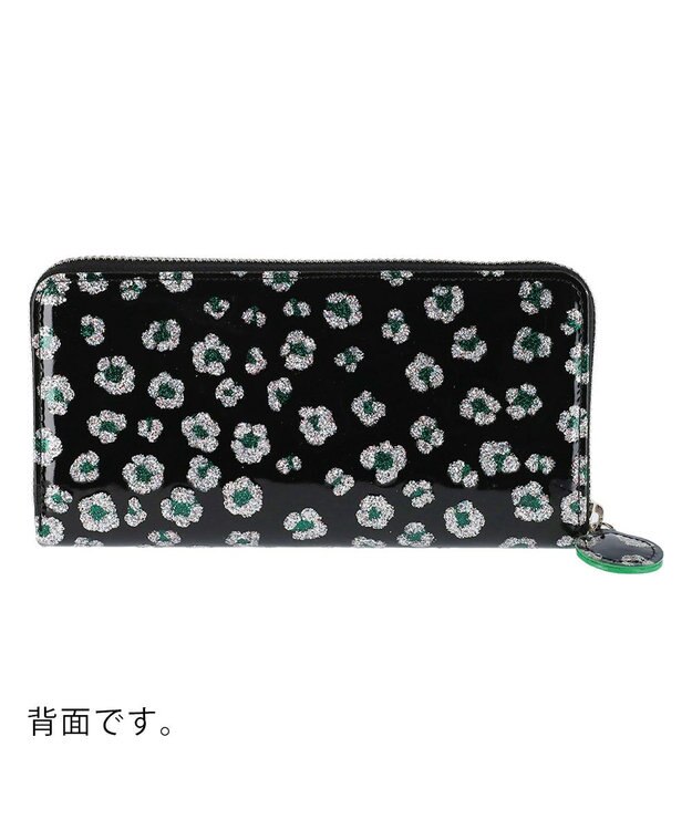 tsumori chisato CARRY グリッターフラワー ラウンドファスナー 長財布 ブラック