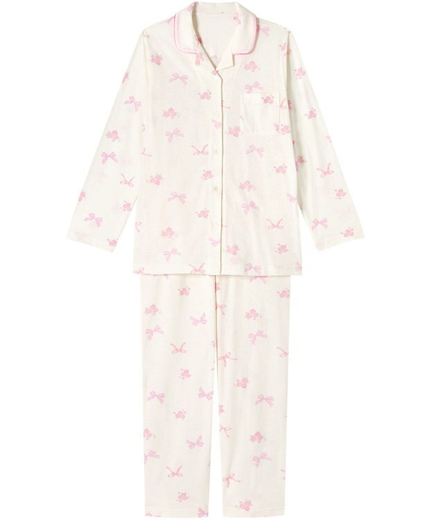 Wing パジャマ 綿100%(本体) 3Lまで対応 大きいサイズ 長袖 長ズボン レディース EP7049 ウイング／ワコール ピンク