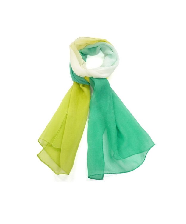 Marca ＜洗えるシルク＞【Marcaオリジナル】オンブレーロング ウォッシャブル シルクローン ロングスカーフ イエローグリーン