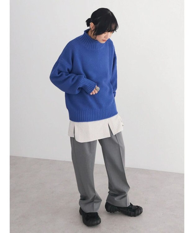 Green Parks 洗える　カノコ編みニットプルオーバー Blue