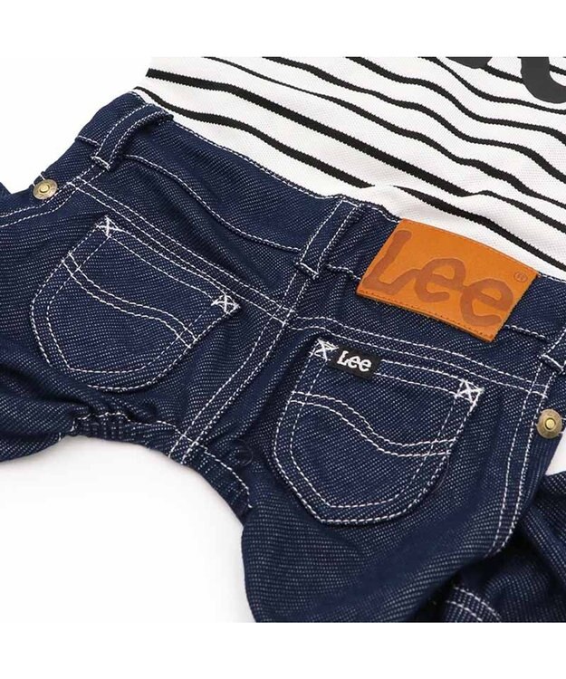 PET PARADISE Lee 鹿の子 ボーダー パンツつなぎ 小型犬 ネイビー×ホワイト