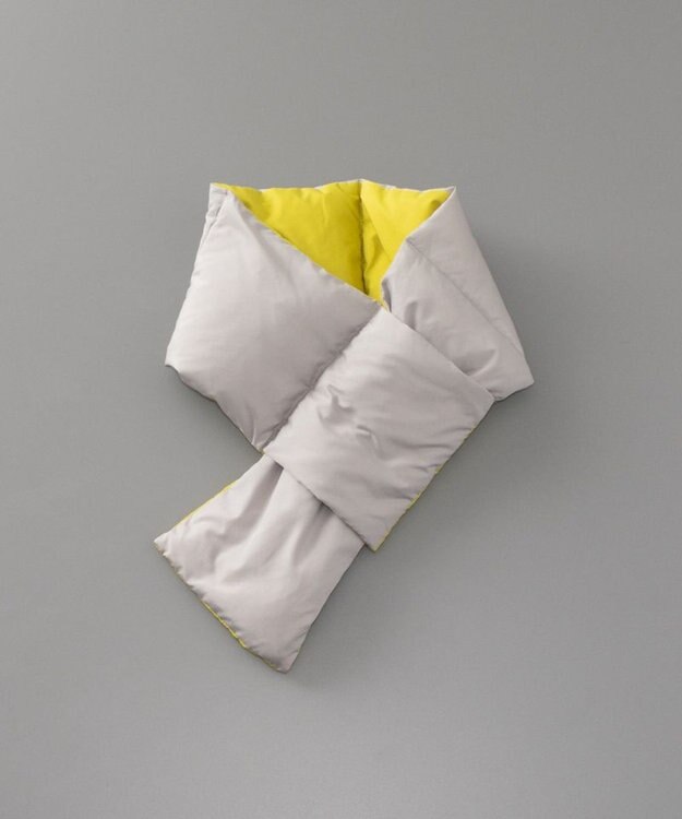 AURORA WEB限定 リバーシブル差込 ダウン マフラー ライトグレー×イエロー