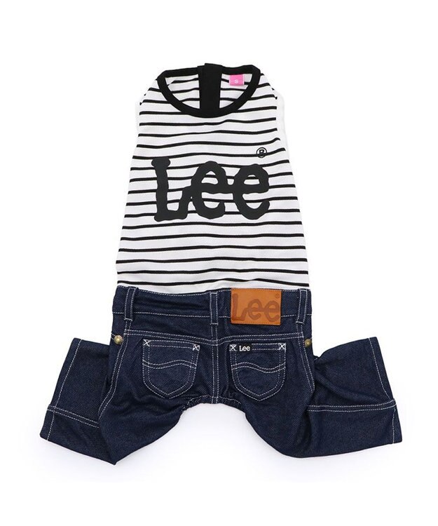 PET PARADISE Lee 鹿の子 ボーダー パンツつなぎ 小型犬 ネイビー×ホワイト