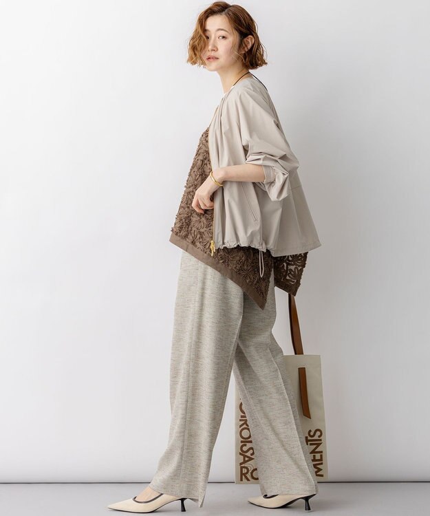 23区 L 【先行予約】2WAYストレッチタフタ ギャザーブルゾン ベージュ系