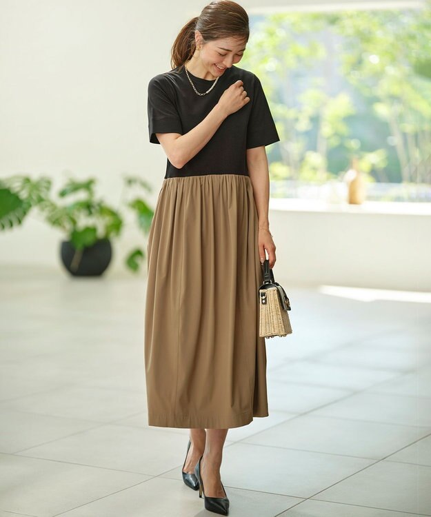 組曲 S 【WEB限定】コンビネーションコクーンワンピース カーキ系