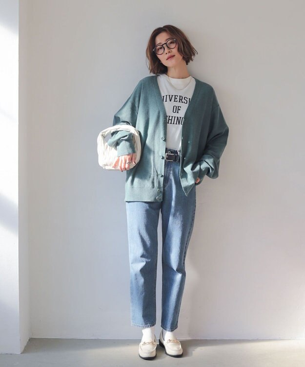 WEGO 【WEB限定/2025年秋冬新作//洗濯可/MLサイズ展開/ユニセックス着用ITEM】ドロップショルダーカーディガン グリーンその他