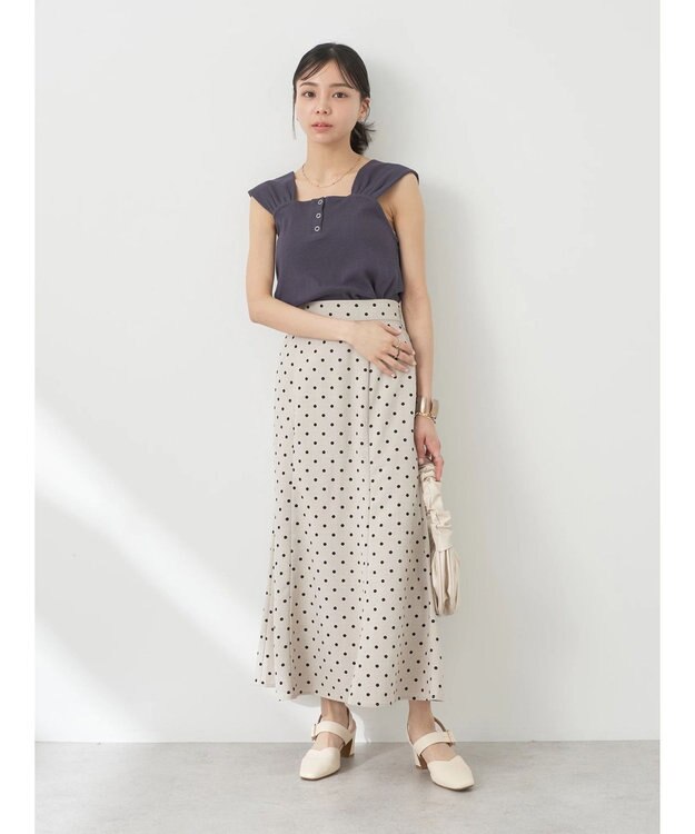 earth music&ecology リブフレンチタンクトップ Charcoal Gray