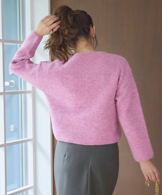 Feroux 【洗える】片畦プルオーバーニット ピンク系