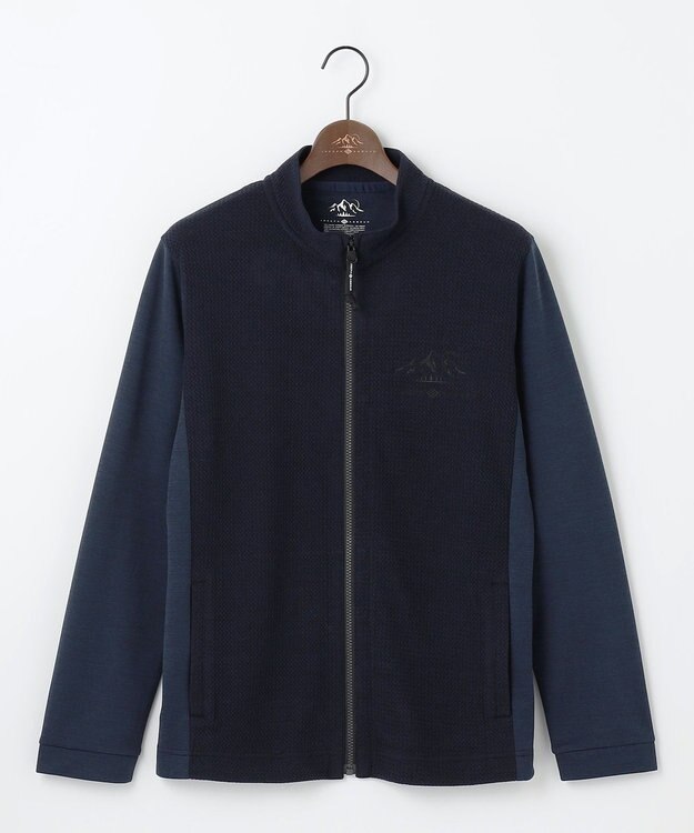 JOSEPH ABBOUD MOUNTAIN 【ソフト/吸水速乾/ライナードッキング対応】メランジバック メッシュ ジップ カットソー ネイビー系