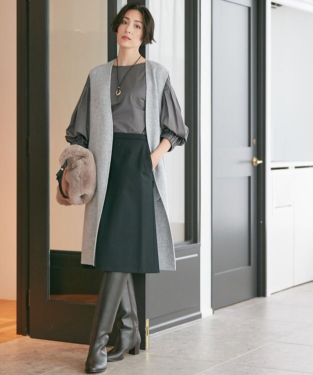 自由区 【Sサイズ有】360°FREE ウォッシャブル スカート ネイビー系