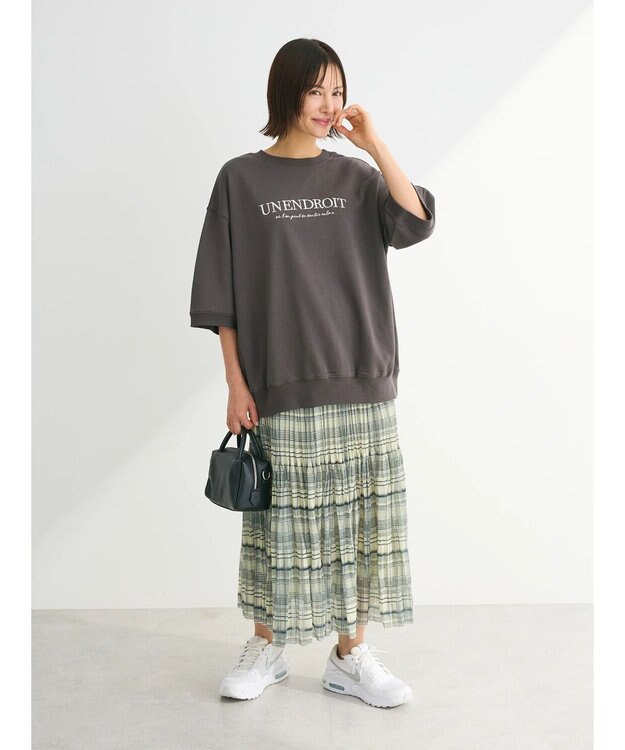 Green Parks ７分袖ロゴミニ裏毛トレＴＥＥ Charcoal Gray