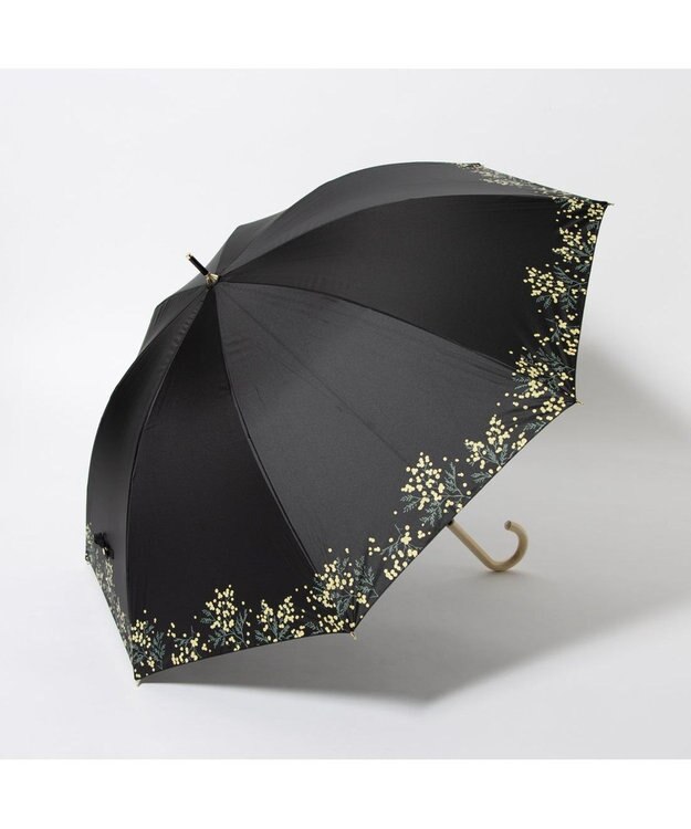 UNBILLION cache nez / 軽量サークルミモザプリントショートパラソル ブラック