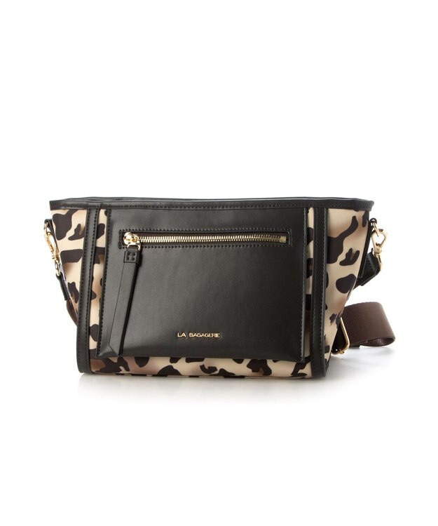 LA BAGAGERIE リサイクルレザー　フラップショルダー レオパード