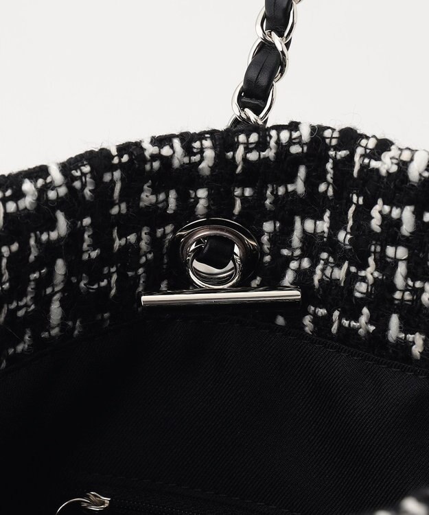 ICB フリンジツイードトート オフホワイト×ブラック系