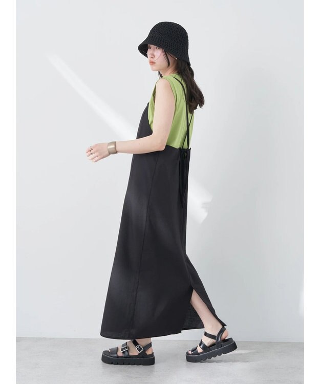 earth music&ecology リサイクルポリエステルブレンドキャミワンピース Black