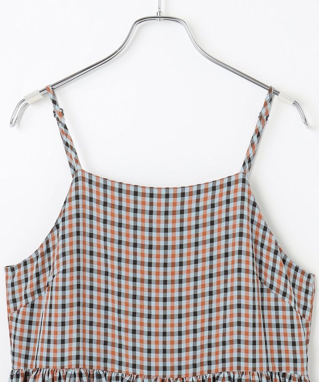 #Newans ボリュームチェックキャミワンピ ブルーチェック