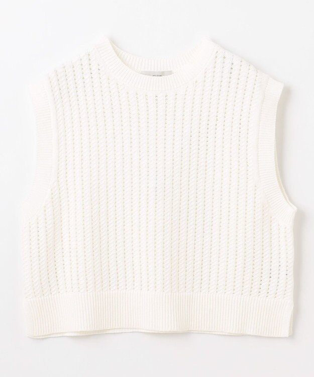 ANY L パターンメッシュニットベスト エクリュ